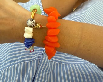 ZEPHYR Bracelet, Shell or Starfish Charm, Colorful Beaded Stack, Gift for Her