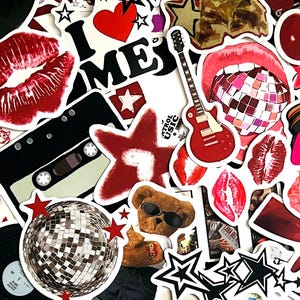 60 Pcs Pink & Black Girl Stickers - Waterproof Vinyl For Laptop & Water Bottle