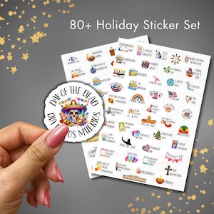 Holiday Sticker Sheets, Holidays Stickers, Calendar Stickers, Journal Stickers, Bullet Journal Stickers, Planner Stickers, Diary Stickers