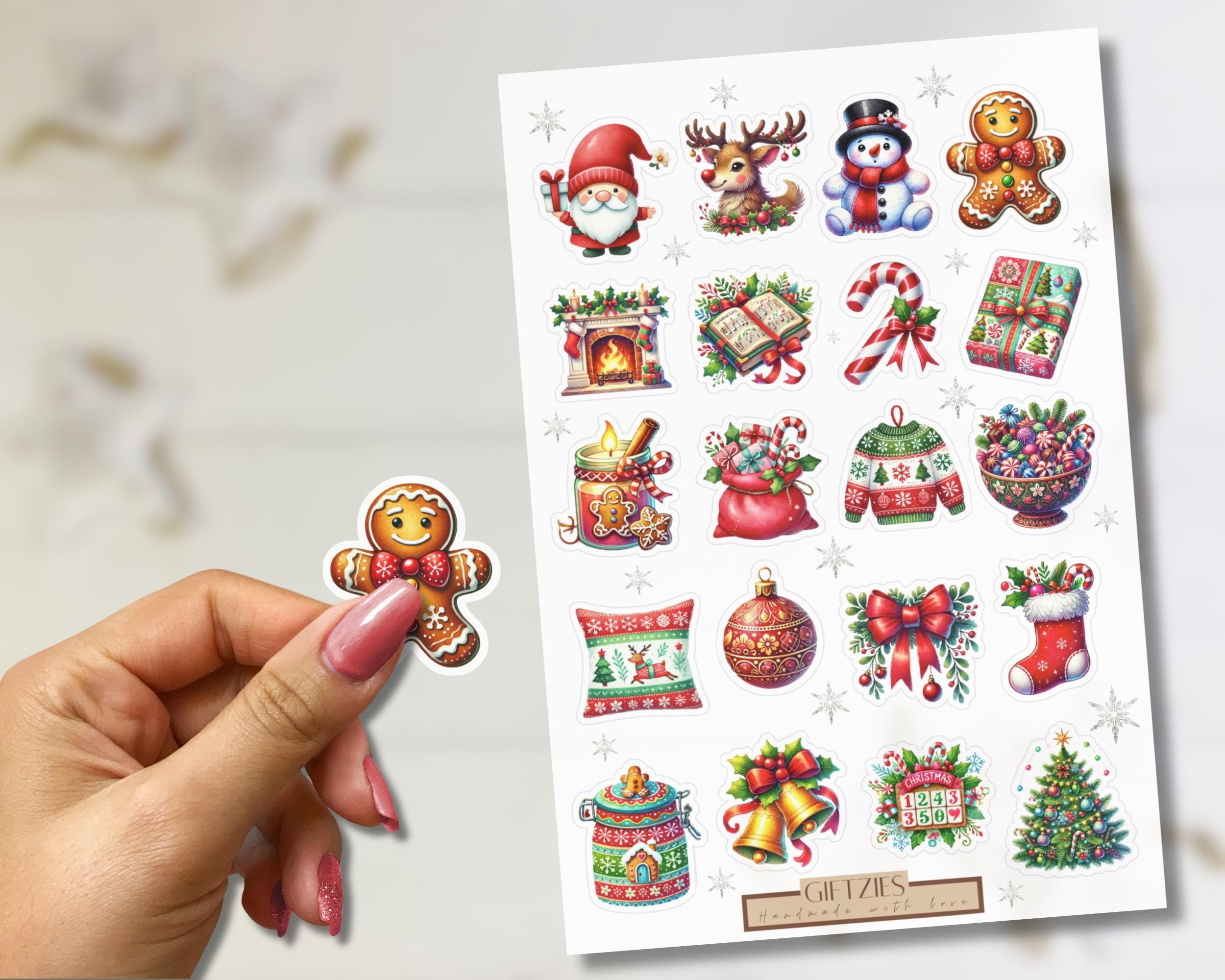 Festive Rectangular Note Sticker Christmas Sticker Sheet - Festive Holiday Stickers, Planner Stickers ...
