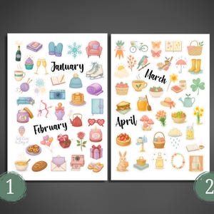 Monthly Planner Stickers, Aesthetic Seasonal Sticker Pack for Decorating Journal, Scrapbook, Planner, Diary, Notebook, Calendar, Laptop Bild 3