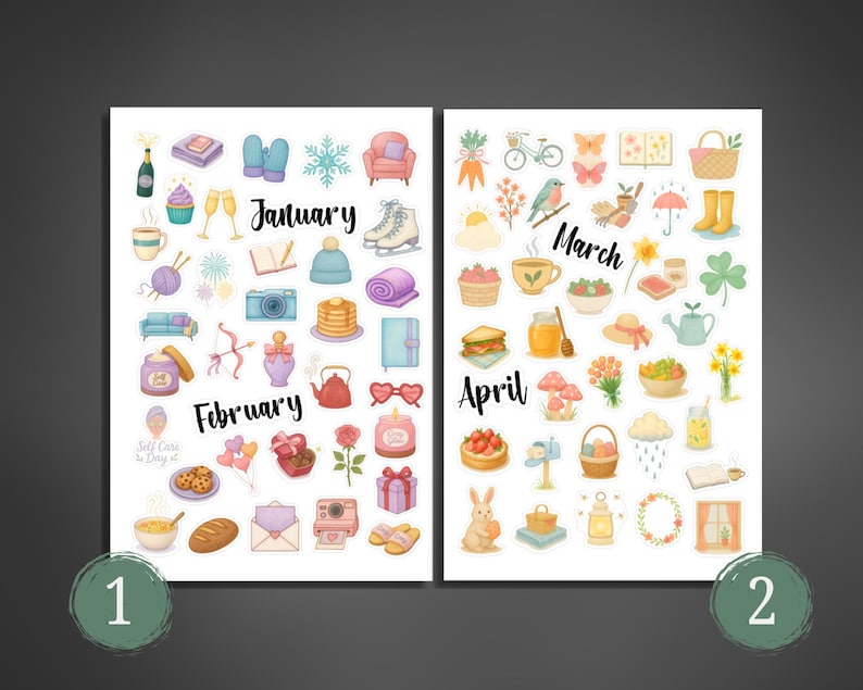 Monthly Planner Stickers, Aesthetic Seasonal Sticker Pack for Decorating Journal, Scrapbook, Planner, Diary, Notebook, Calendar, Laptop Bild 3