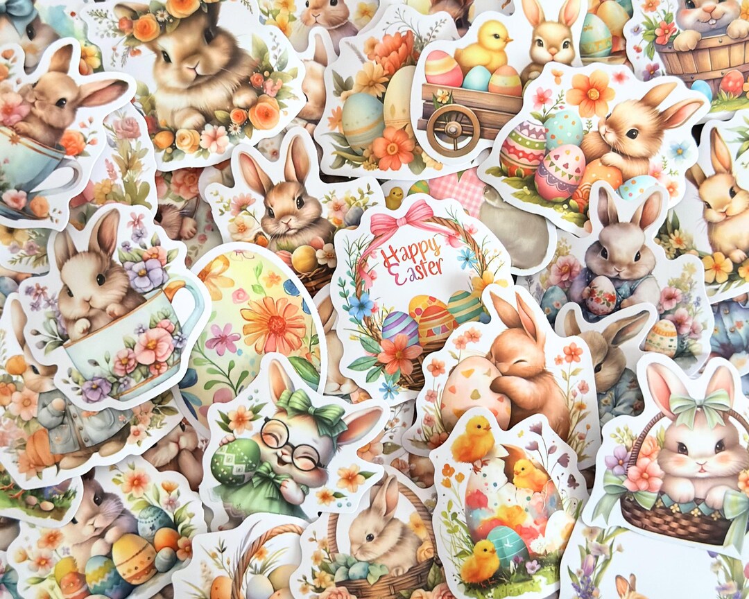 50pcs Cute Easter Stickers, Bunny & Chick Spring Sticker Pack for ...