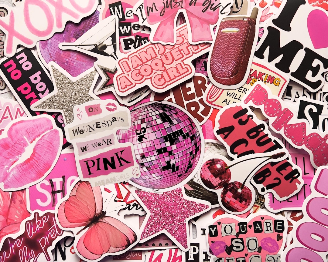 50pcs Pink Aesthetic Girly Stickers, Cute Coquette Stickers for Planner ...