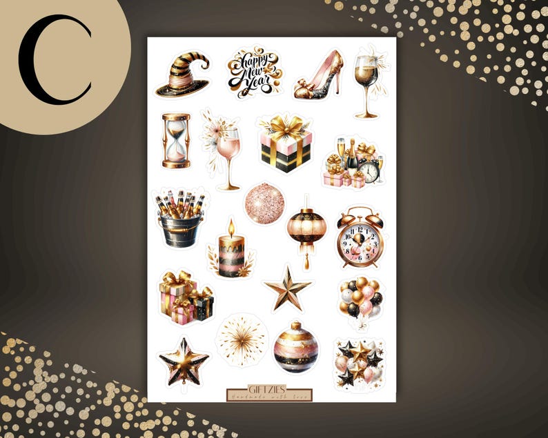 New Year Sticker Sheet, 2026 Happy New Year Celebration Stickers for ...