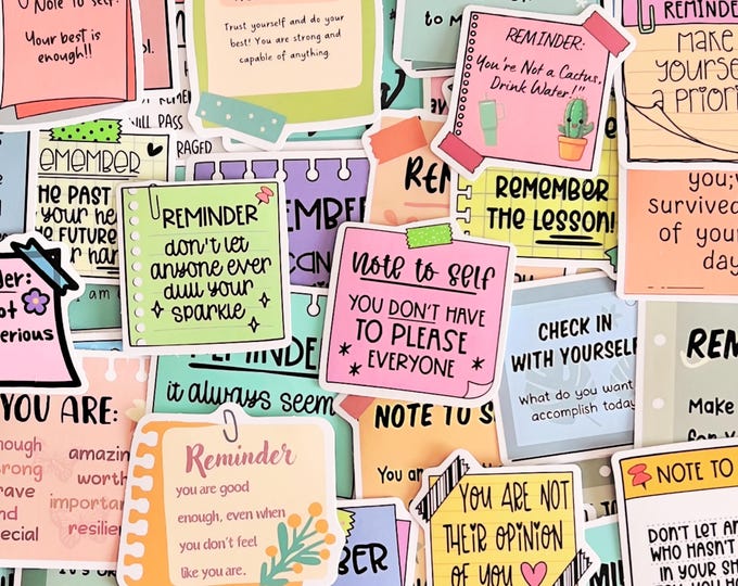 50pcs Motivational Self Care Stickers, Positive Affirmation Inspirational Sticker Pack for Journals, Laptops, Planners, Kindle, Mirror