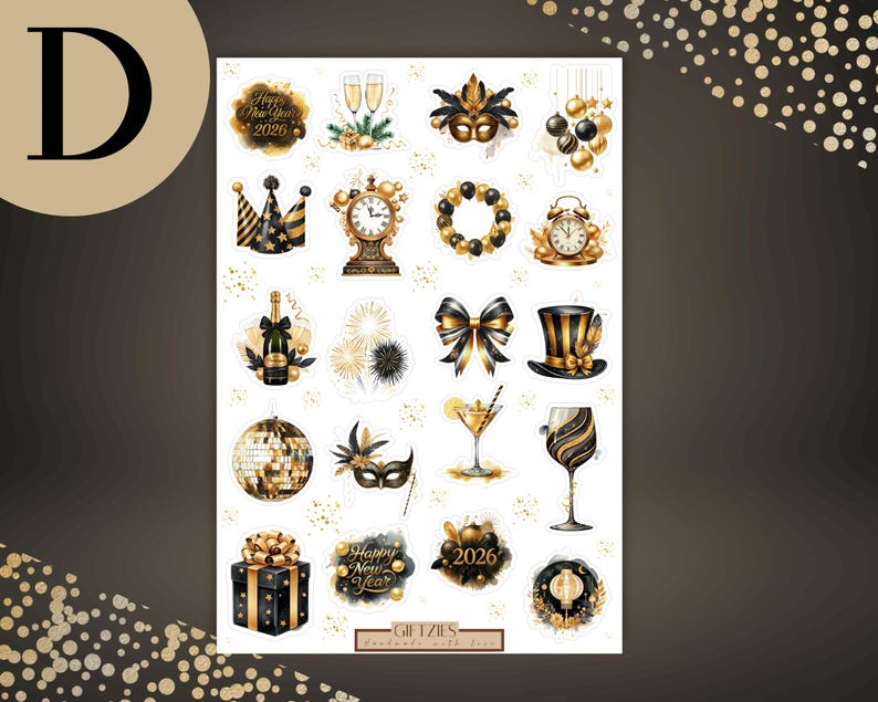 New Year Sticker Sheet, 2026 Happy New Year Celebration Stickers for ...