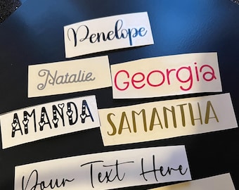 Vinyl Name Decals, Vinyl Signs, Personalized Vinyl Decals for Wedding Decor, Bridesmaid Gift, Vinyl Transfers for wood, glass, gift box, etc