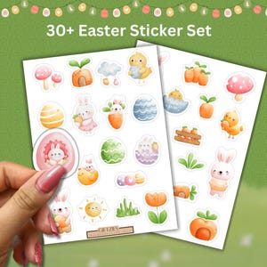 Easter Sticker Set, Easter bunny, Easter Eggs, Journal Stickers, Notebook Stickers, Watercolor Stickers, Easter Card Decor, Planner Stickers