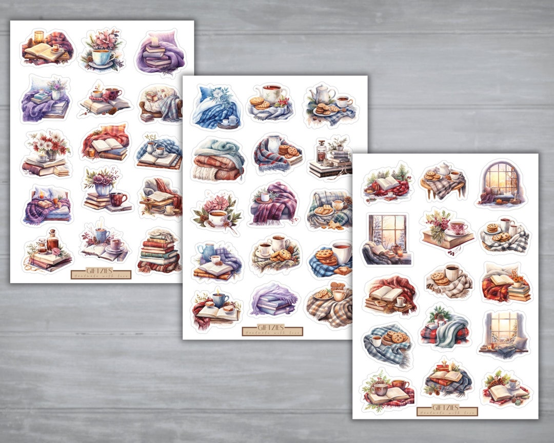 Book Lover Sticker Sheet Bundle: Cozy Reading Room Planner Stickers - Etsy