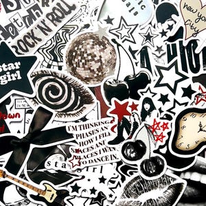 50pcs Downtown Girly Stickers, Black and White Aesthetic Stickers for Planner, Laptop, Phone Case, Kindle, Y2K Stickers, Retro Stickers