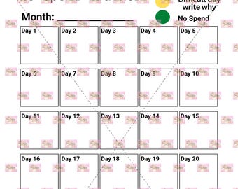 30 Day No Spend Tracker, Financial Planner (Digital Download)