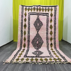 Moroccan rug pink, Beni ourain rug, Wool berber rug, Custom Handmade Moroccan Rug, Colorful Berber Rug for Living Room, Pink Teppich Cozy
