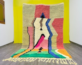 Handmade Moroccan Wool Rug: Pink Shag Rug, Custom Bohemian Decor