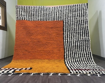 Handmade Orange Berber Rug: Authentic Moroccan Wool Rug