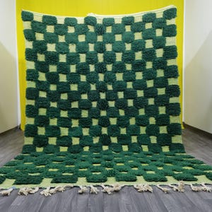 Custom green moroccan rug - Handmade rug - Moroccan berber rug - Green Beni Ourain Custom Rug - Moroccan area rug - Moroccan carpet