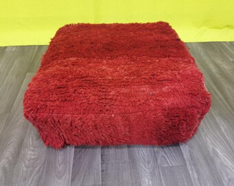 Handmade Wool Kilim Pouf: Moroccan Floor Cushion, Bohemian Decor