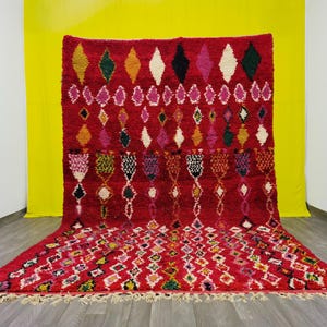 Amazing Red Moroccan Rug - Handmade Wool Rug - Custom Bohemian Design - Perfect Gift for Home Decor - Berber Carpet Home Decor