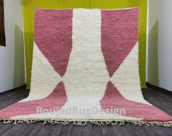 Handmade Moroccan Pink Wool Rug – Bohemian Home Decor
