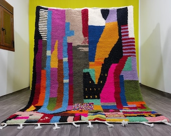 Colorful Handwoven Moroccan Rug, Custom Wool Carpet