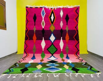 Custom Pink Moroccan Rug: Hand-Knotted Wool Berber Carpet