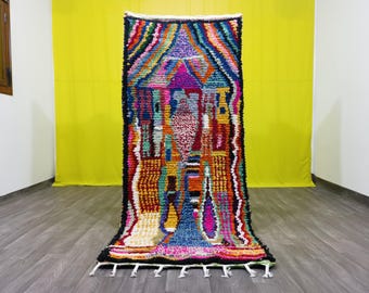 Handmade Wool Moroccan Rug Runner: Colorful Berber Design