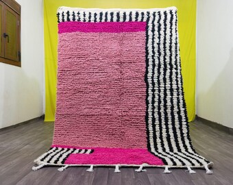 Handmade Pink Moroccan Rug – Tribal Berber Carpet, 100% Wool