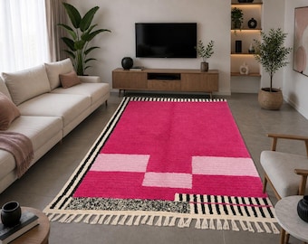 Custom Beni Ourain Rug – Hand-Knotted Wool Living Room Carpet