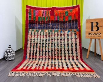 Handmade Beni Ourain Rug, Colorful Moroccan Berber Carpet
