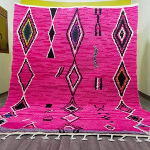 Amazing Pink Moroccan Rug, Beni Ourain Rug, Moroccan Berber Rug, Handmade Rug, Traditional Moroccan Carpet, Bedroom Area Rug