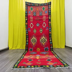 Amazing Red wool runner 3x11 ft - Gorgeous Beni Ourain Rug - Hallway rug from Morocco - Living Room Decor rug - Bohemian Runner - Unique Rug