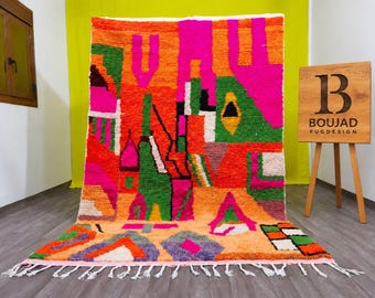 Orange Moroccan rug , Rugs for Living room , Custom handmade rug