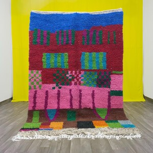 Einzigartiger wunderschöner marokkanischer rosa Teppich, Wollzottelteppich, individuelle Teppiche für Wohnzimmer, erstaunlicher marokkanischer rosa Teppich, individuelle Boho Teppiche