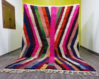 Multicolor Wool Moroccan Rug, Custom Handmade Area Rug