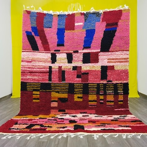 Amazing Beni Ourain Rug - Moroccan Pink Rug - berber Colorful Runner Rug - Wool Shaggy Rug - Berber Carpet - Traditional Moroccan Carpet