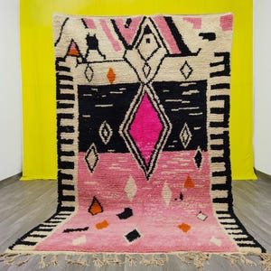 Pink Beni ourain rug for living room , Pink Moroccan area rug , Gorgeous Beni Ourain Rug , Authentic moroccan rug , Moroccan berber rug
