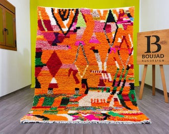 Handmade Orange Moroccan Rug – Boho Berber Area Rug