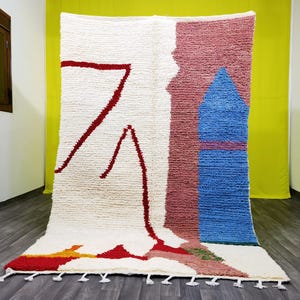 Beni ourain white carpet, Custom moroccan rug, Handmade rug, Plain wool rug, Custom made rugs, Beni ourain rug, Handmade Moroccan Wool Rug