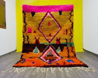 Handwoven Moroccan Wool Rug – Terracotta Orange Boho Carpet