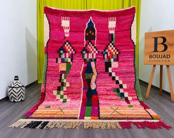 Handmade Beni Ourain Rug, Colorful Moroccan Berber Carpet