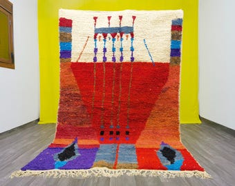 Handmade Orange Moroccan Rug: Authentic Berber Style, 100% Wool