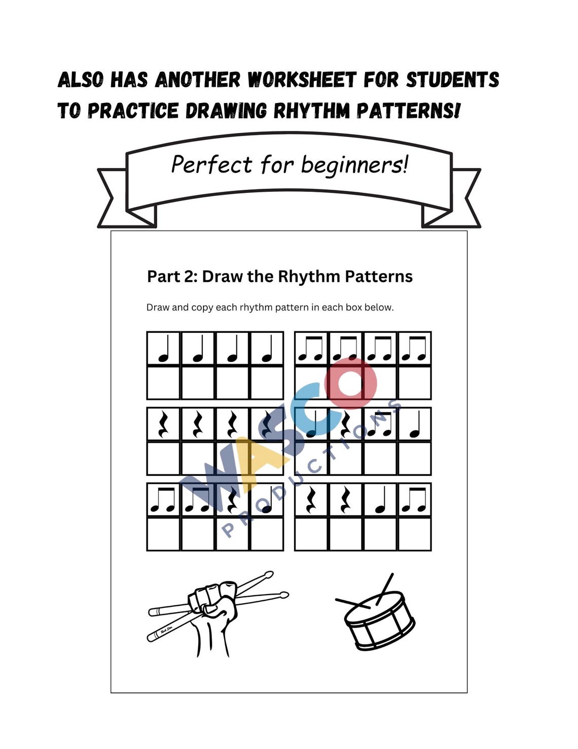 Rhythm Drawing Worksheets - Etsy