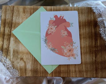 Floral Anatomy Heart Card