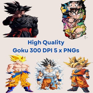 Goku PNG Bundle: Dragon Ball Sublimation Clipart (Instant Download)