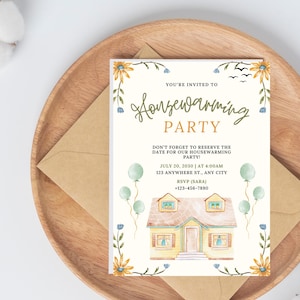 Biglietti d'invito per inaugurazione della casa, invito per festa di inaugurazione della casa, download immediato, modello Canva, biglietto d'invito stampabile
