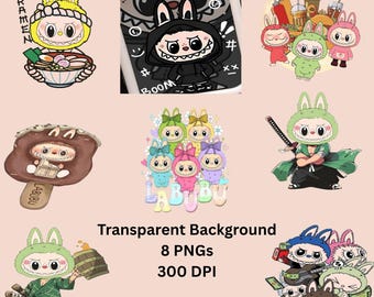 Labubu Cartoon Character PNG Clipart | Samurai, Kimono (Instant Download)
