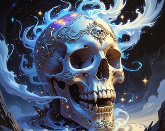 Mystic Skull Art Print: Gothic Fantasy Decor (Digital Download)