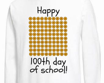 100 days of school shirt, kids 100th day of school, Basketball shirt, 100 basketballs, Happy 100th day, boy shirt, 100th day celebration