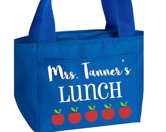Teacher lunch bag, lunch box, personalized lunch bag, zippered insulated cooler
