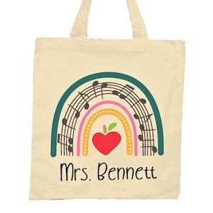 Rainbow Colored Music Alphabet Tote Bag for Teachers 